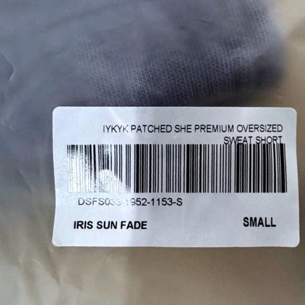 Darc Sport IYKYK Patched She Premium Oversized Sweat Shorts Iris Sun Fade Small